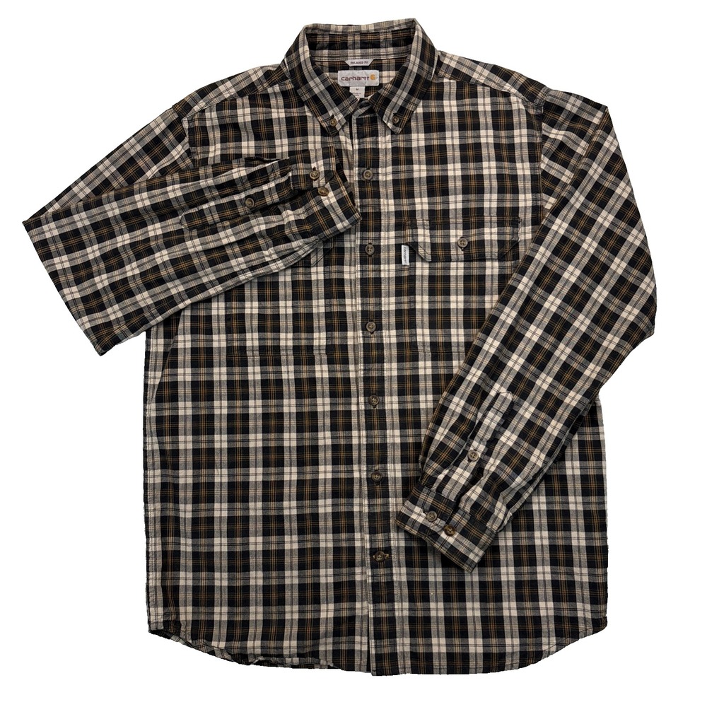 Carhartt Relaxed Fit Plaid Flannel Shirt Men's M Workwear Cabincore Style